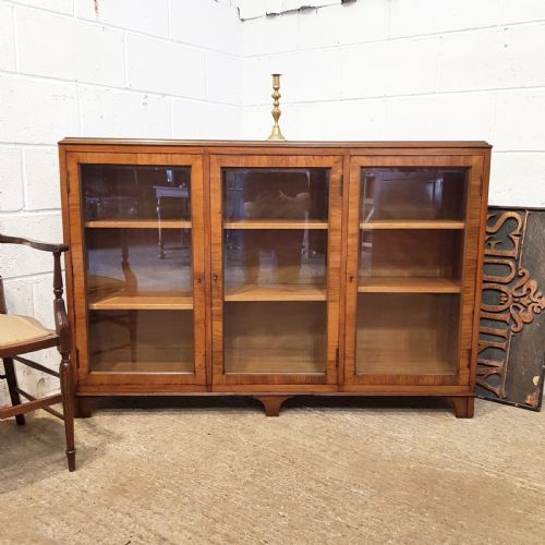 Antique Burr Walnut Glazed Bookcase C1920