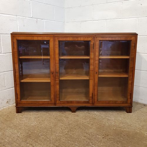 fig 1. ANTIQUE BURR WALNUT GLAZED BOOKCASE C1920