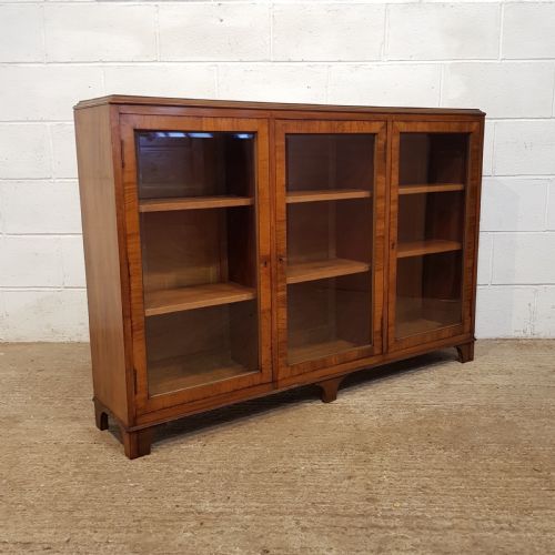 fig 2. ANTIQUE BURR WALNUT GLAZED BOOKCASE C1920