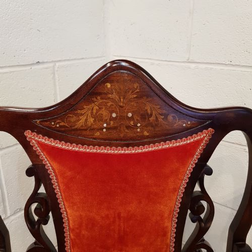fig 1. ANTIQUE ART NOUVEAU MAHOGANY SALON ARMCHAIR C1890