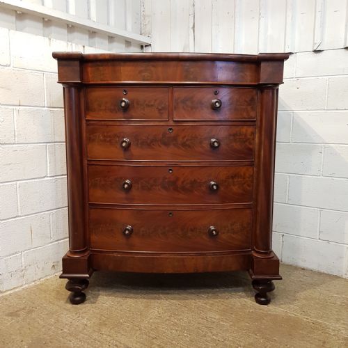 fig 1. ANTIQUE VICTORIAN MAHOGANY BOW FRONT SCOTCH CHEST OF DRAWERS C1880