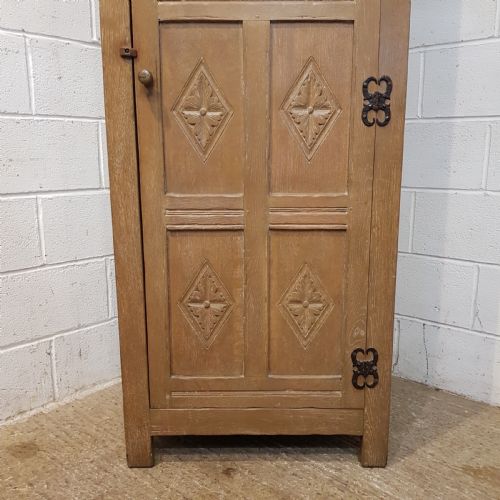 fig 2. ANTIQUE CARVED LIMED OAK HALL ROBE C1920