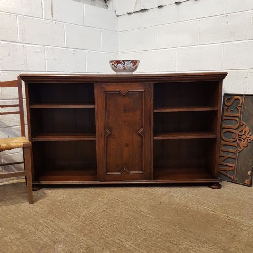Antique Edwardian Oak Open Bookcase C1900