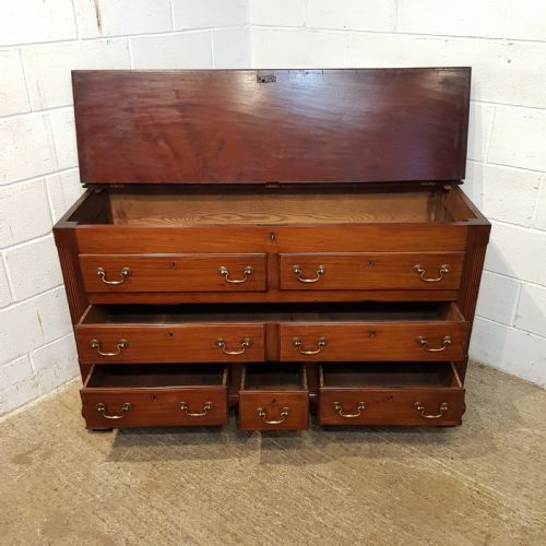 fig 1. ANTIQUE 18TH CENTURY MAHOGANY LANCASHIRE MULE CHEST C1780