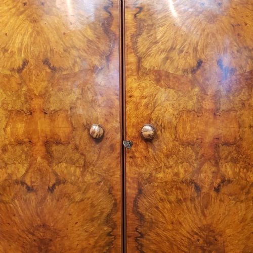 fig 2. ANTIQUE ART DECO BURR WALNUT DOUBLE WARDROBE C1920
