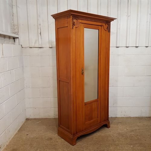 fig 1. ANTIQUE ARTS & CRAFTS SATINWOOD SINGLE WARDROBE C1900