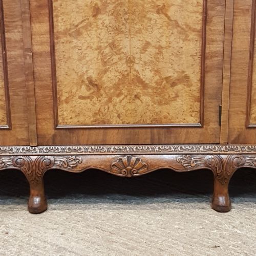 fig 1. ANTIQUE BURR WALNUT TRIPLE WARDROBE C1920