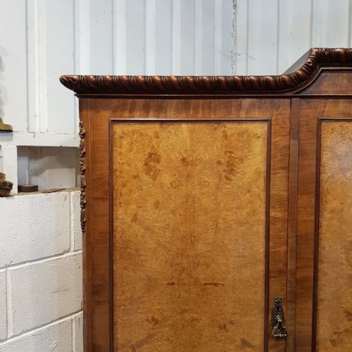 fig 2. ANTIQUE BURR WALNUT TRIPLE WARDROBE C1920