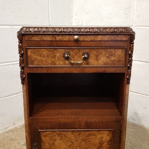 fig 2. ANTIQUE PAIR BURR WALNUT BEDSIDE CABINETS C1920