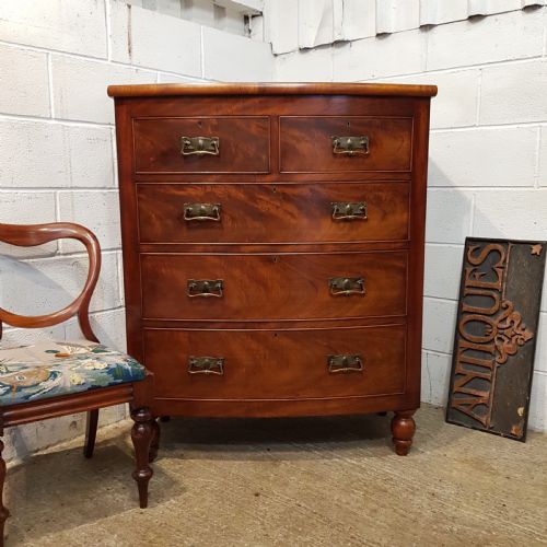 Antique Victorian Mahogany Bow Front Chest of Drawers C1880