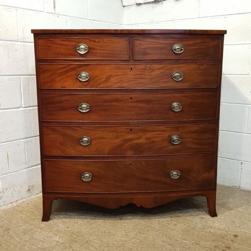 fig 1. ANTIQUE REGENCY MAHOGANY BOW FRONT CHEST OF DRAWERS C1820