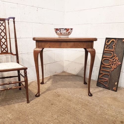 Antique Burr Walnut Fold Over Games Table C1920