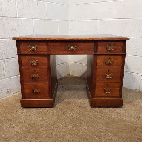 fig 1. ANTIQUE LATE VICTORIAN OAK TWIN PEDESTAL DESK C1890
