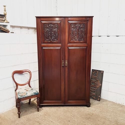 Antique Art Nouveau Mahogany Doubke Wardrobe C1900