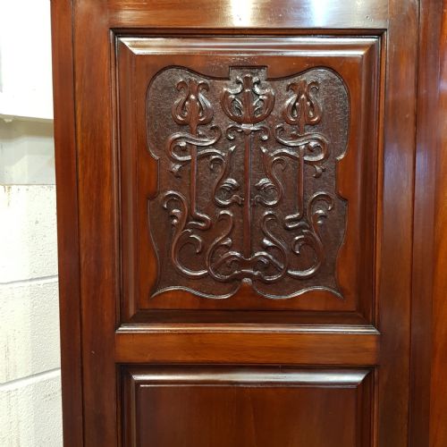 fig 2. ANTIQUE ART NOUVEAU MAHOGANY DOUBKE WARDROBE C1900