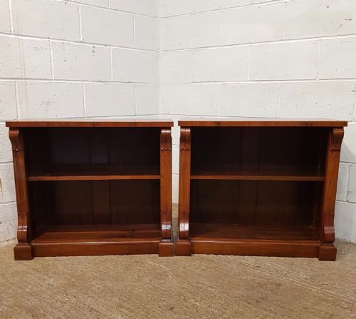fig 1. ANTIQUE PAIR SMALL EDWARDIAN INLAID MAHOGANY BOOKCASES C1900