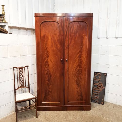 Antique Victorian Mahogany Double Wardrobe C1880