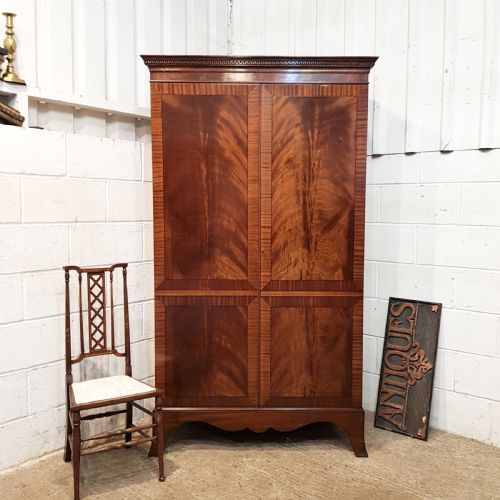 Antique Edwardian Regency Flamed Mahogany Double Wardrobe C1900
