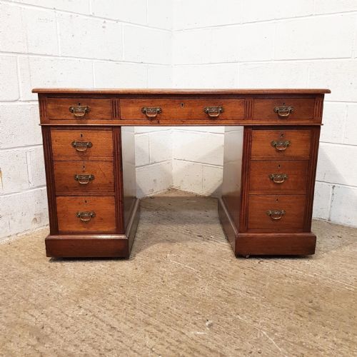 fig 1. ANTIQUE LATE VICTORIAN WALNUT TWIN PEDESTAL DESK.C 1890