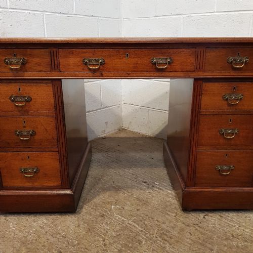 fig 2. ANTIQUE LATE VICTORIAN WALNUT TWIN PEDESTAL DESK.C 1890
