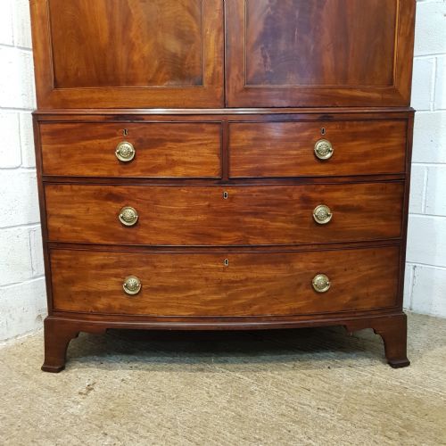 fig 2. ANTIQUE REGENCY MAHOGANY BOW FRONT CLOTHES PRESS C1820
