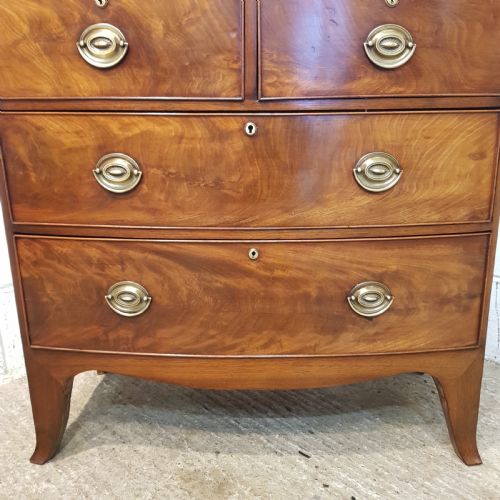 fig 1. ANTIQUE REGENCY MAHOGANY BOW FRONT CHEST OF DRAWERS C1820