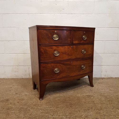 fig 2. ANTIQUE REGENCY MAHOGANY BOW FRONT CHEST OF DRAWERS C1820