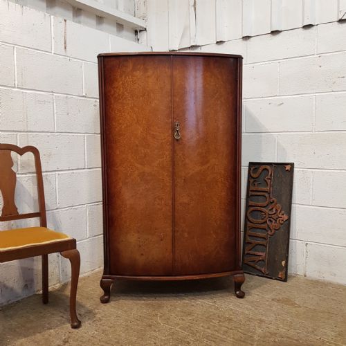 Antique Burr Walnut Bow Front Tallboy C1920