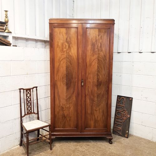 Antique Burr Walnut Gents Double Wardrobe Compactum C1920