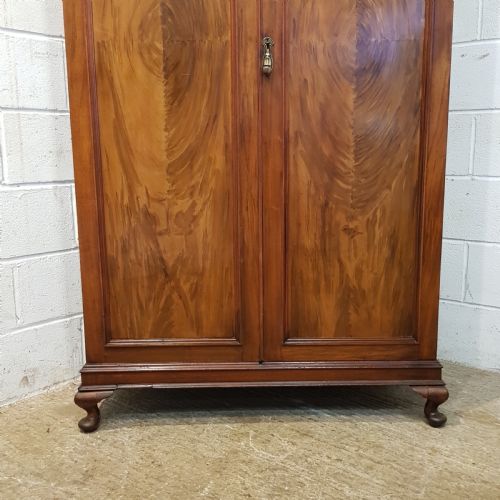 fig 1. ANTIQUE BURR WALNUT GENTS DOUBLE WARDROBE COMPACTUM C1920