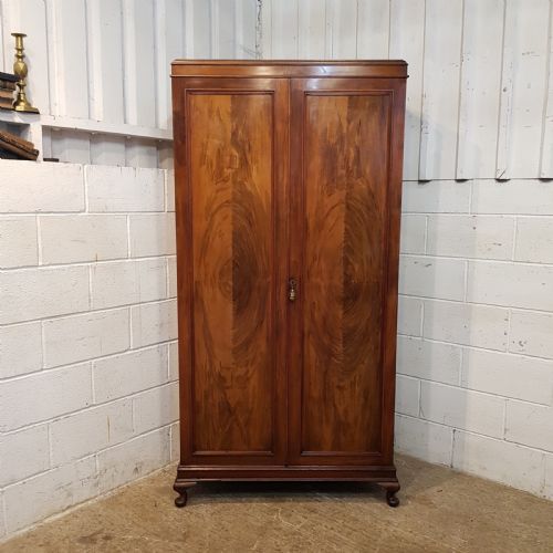 fig 2. ANTIQUE BURR WALNUT GENTS DOUBLE WARDROBE COMPACTUM C1920