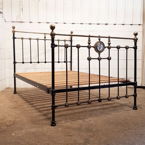 Antique Victorian Brass and Iron Double Bed C1880