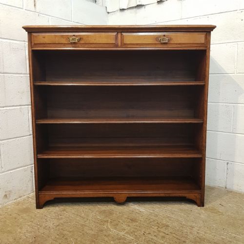 fig 1. ANTIQUE LATE VICTORIAN ARTS & CRAFTS OAK OPEN BOOKCASE C1890