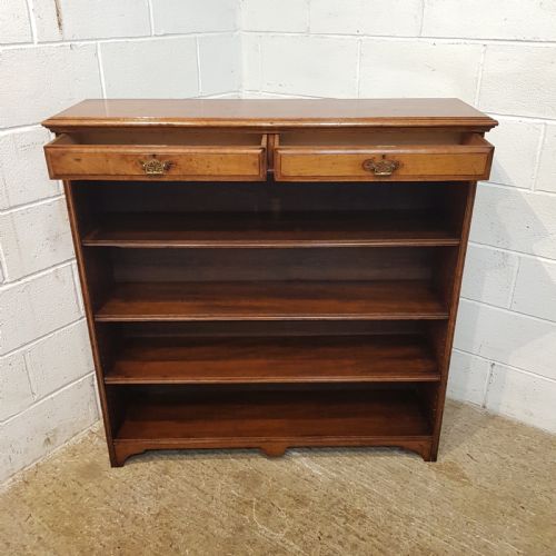 fig 2. ANTIQUE LATE VICTORIAN ARTS & CRAFTS OAK OPEN BOOKCASE C1890