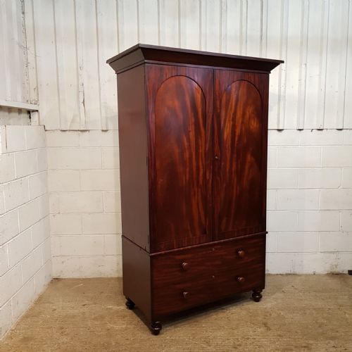 fig 1. ANTIQUE WILLIAM 1V MAHOGANY DOUBLE WARDROBE C1830