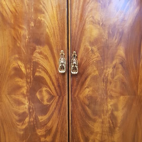 fig 2. ANTIQUE BURR WALNUT BOW FRONT DOUBLE WARDROBE C1920