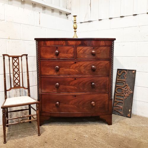 Antique Early Victorian Bow Front Chest of Drawers C1850