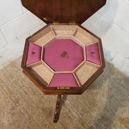 fig 1. ANTIQUE VICTORIAN WALNUT TRUMPET WORKBOX C 1880