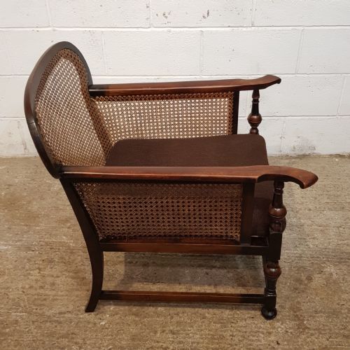 fig 1. ANTIQUE EDWARDIAN OAK SPLIT CANE BERGER ARMCHAIR C1900