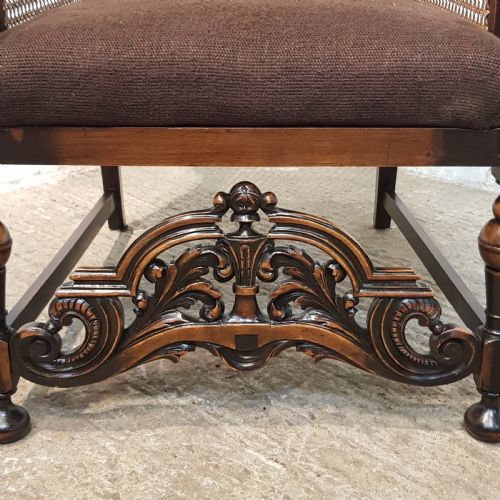 fig 2. ANTIQUE EDWARDIAN OAK SPLIT CANE BERGER ARMCHAIR C1900