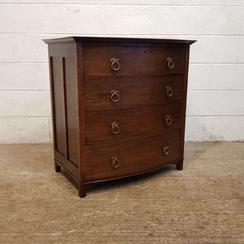 fig 1. ANTIQUE SMALL EDWARDIAN OAK BOW FRONT CHEST OF DRAWERS C1900