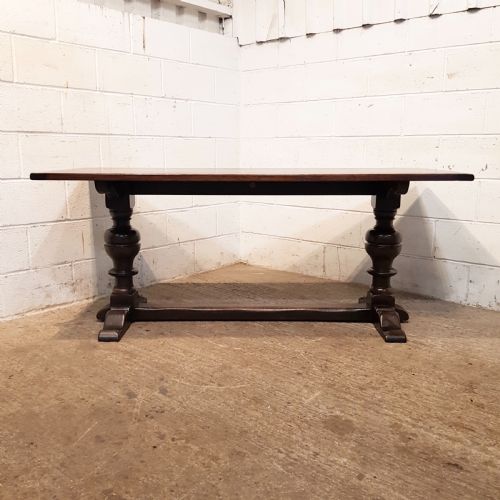 fig 1. ANTIQUE OAK REFECTORY DINING TABLE C1920 