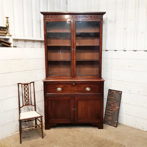 Antique Regency Mahogany Bookcase Secretaire C1820