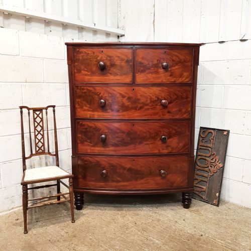 Antique Victorian Mahogany Bow Front Chest of Drawers C1860