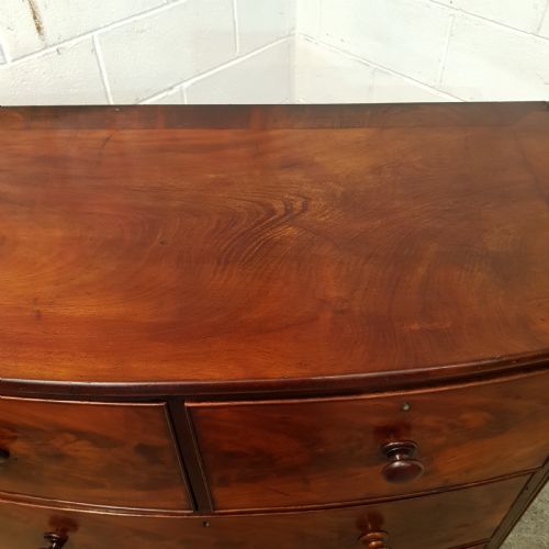 fig 1. ANTIQUE VICTORIAN MAHOGANY BOW FRONT CHEST OF DRAWERS C1860