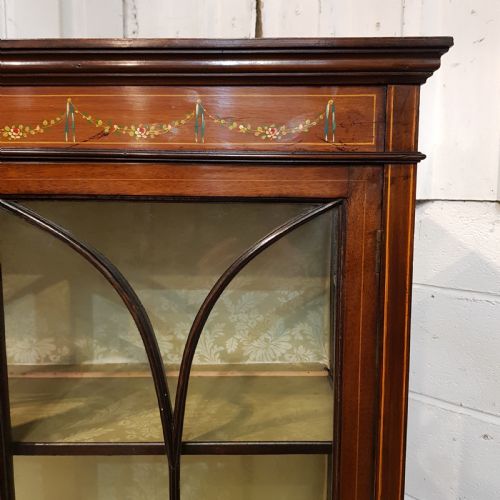 fig 2. ANTIQUE EDWARDIAN INLAID MAHOGANY GLAZED DISPLAY CABINET C1900