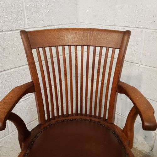 fig 1. ANTIQUE EDWARDIAN OAK SWIVEL DESK CHAIR C1900