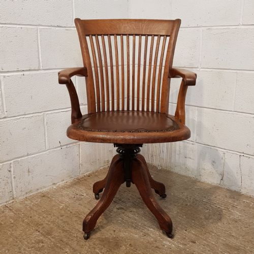 fig 2. ANTIQUE EDWARDIAN OAK SWIVEL DESK CHAIR C1900