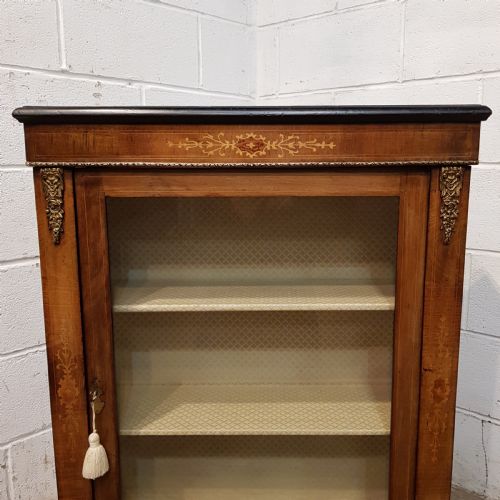 fig 2. ANTIQUE VICTORIAN BURR WALNUT PIER CABINET C1880