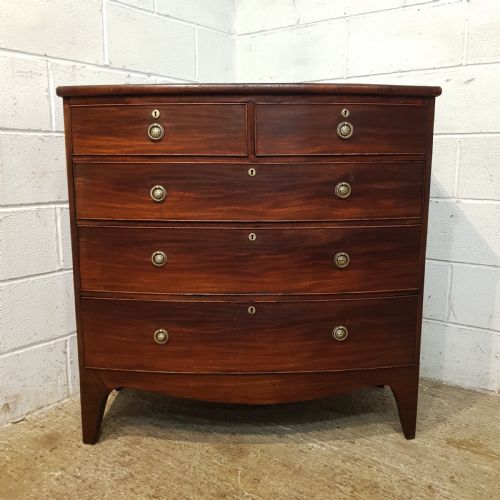 fig 1. ANTIQUE REGENCY MAHOGANY BOW FRONT CHEST OF DRAWERS C1820